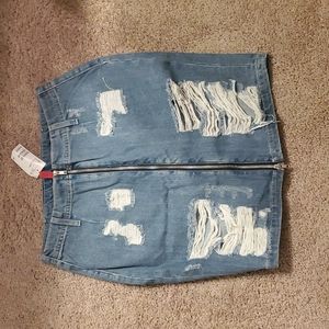 H&M distressed denim skirt